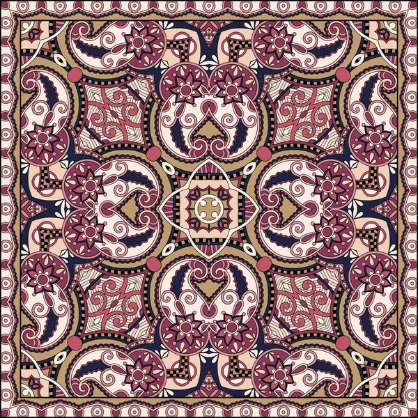 Traditionelle Zierblumen Paisley Bandanna — Stockvektor