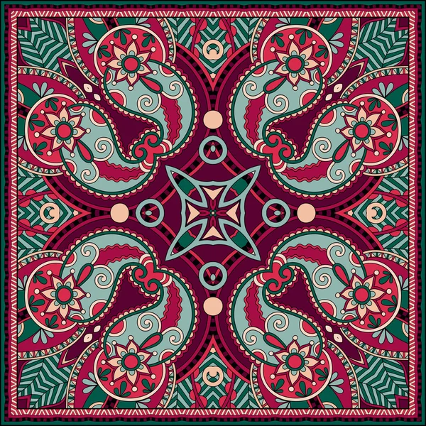 Ornamentale tradizionale floreale Paisley Bandanna — Vettoriale Stock