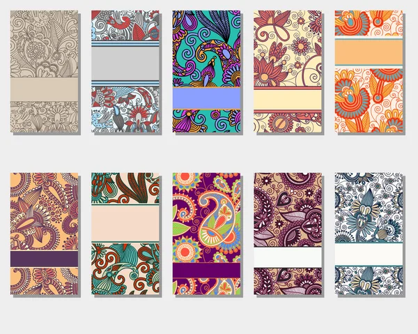 Colección de colorido elemento de tarjeta de visita ornamental floral — Archivo Imágenes Vectoriales