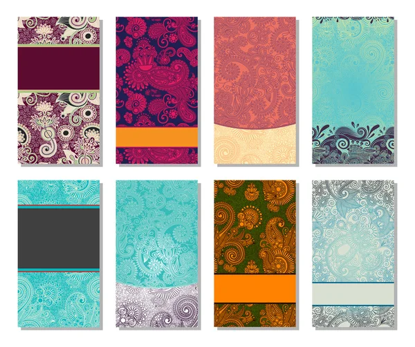 Colección de colorido elemento de tarjeta de visita ornamental floral — Vector de stock