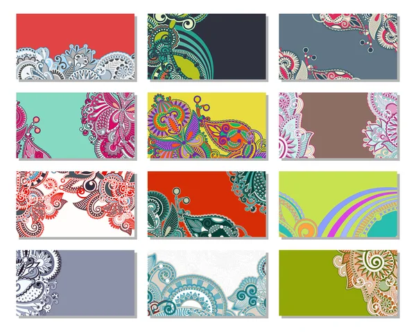 Collection d'éléments décoratifs floraux colorés de carte de visite — Image vectorielle