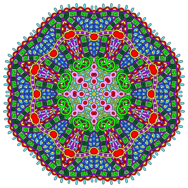 Adorno de encaje circular, patrón de tapete geométrico ornamental redondo — Archivo Imágenes Vectoriales