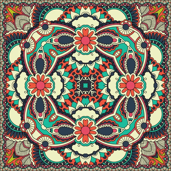 Traditionelle Zierblumen Paisley Bandanna — Stockvektor