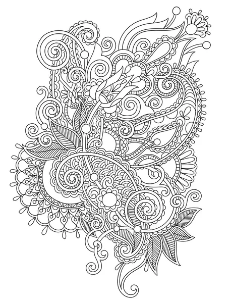 Original mão desenhar linha arte ornamentado flor design — Vetor de Stock