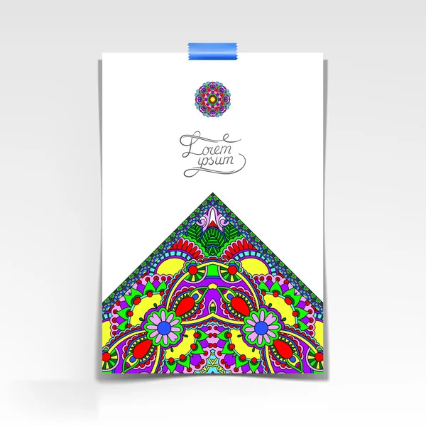 Decoratieve vel papier met oosterse bloemdessin — Stockvector