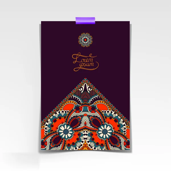 Декоративный лист бумаги с восточным цветочным дизайном — стоковый вектор