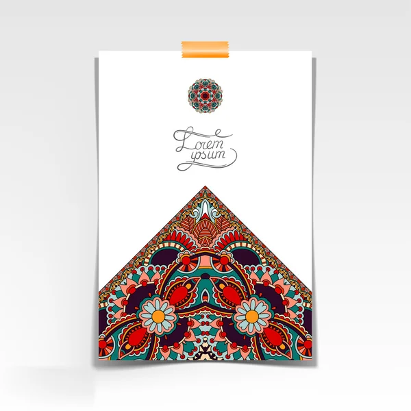 Dekoratives Blatt Papier mit orientalischem Blumenmuster — Stockvektor