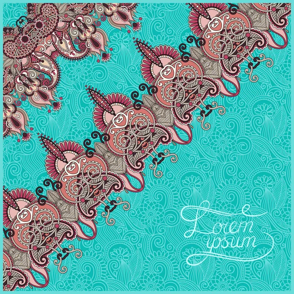 Fondo ornamental con cinta de flores, patrón de rayas, saludo — Vector de stock