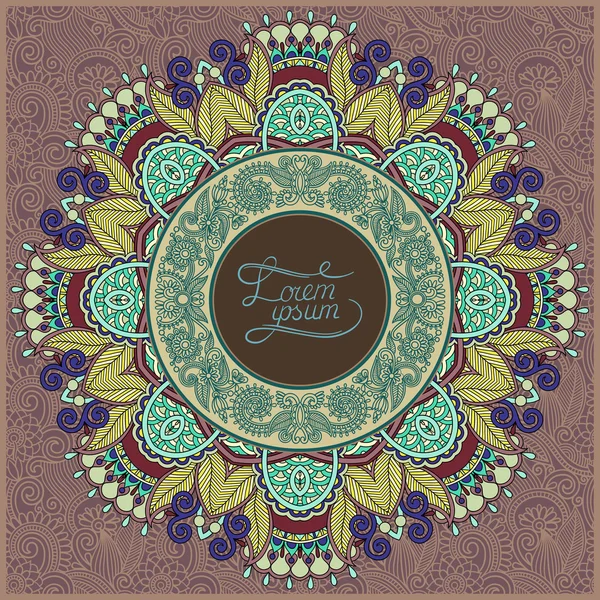 Cadre ornemental rond, fond floral cercle, motif mandala — Image vectorielle