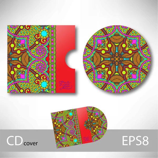 CD kapak tasarımı şablonu Ukraynalı etnik tarzı ile süsleme fo — Stok Vektör