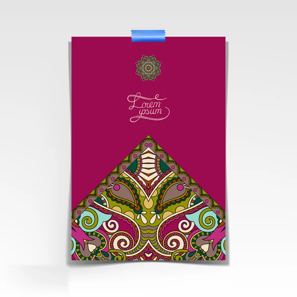 Dekoratives Blatt Papier mit orientalischem Blumenmuster — Stockvektor