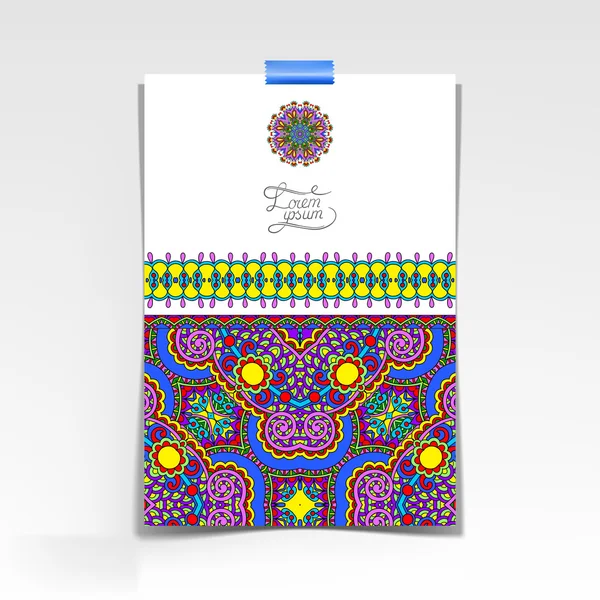 Dekoratives Blatt Papier mit orientalischem Blumenmuster — Stockvektor