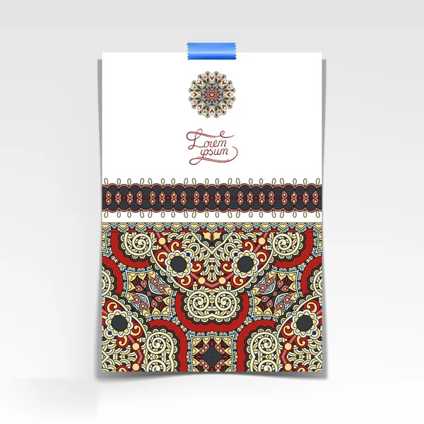 Dekoratives Blatt Papier mit orientalischem Blumenmuster — Stockvektor