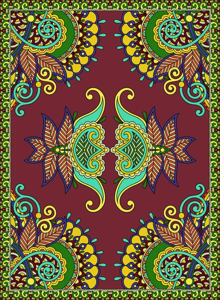 Tapis décoratif floral oriental ukrainien Design — Image vectorielle