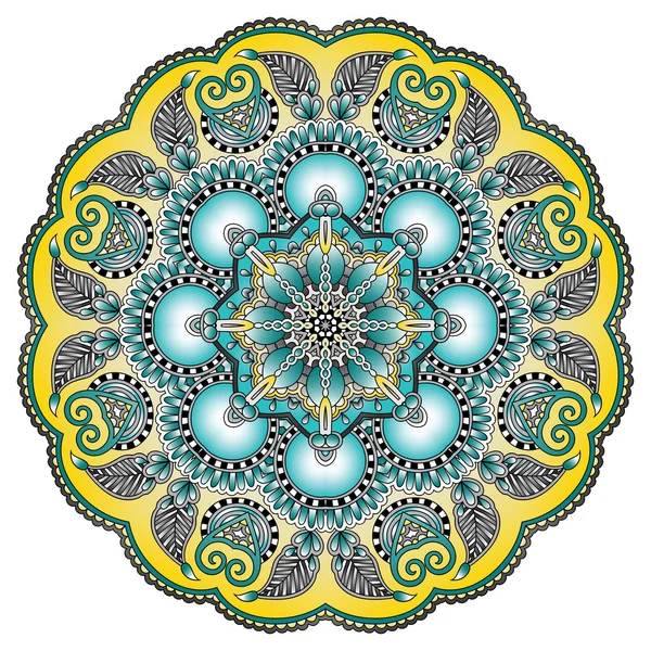 Cerchio ornamento di pizzo, rotondo ornamentale modello Centrino geometrico — Vettoriale Stock