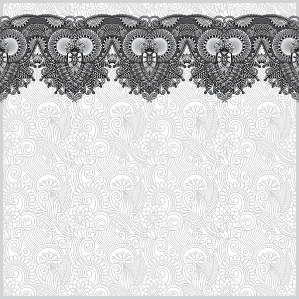 Fondo ornamental gris con cinta de flores, patrón de rayas — Vector de stock