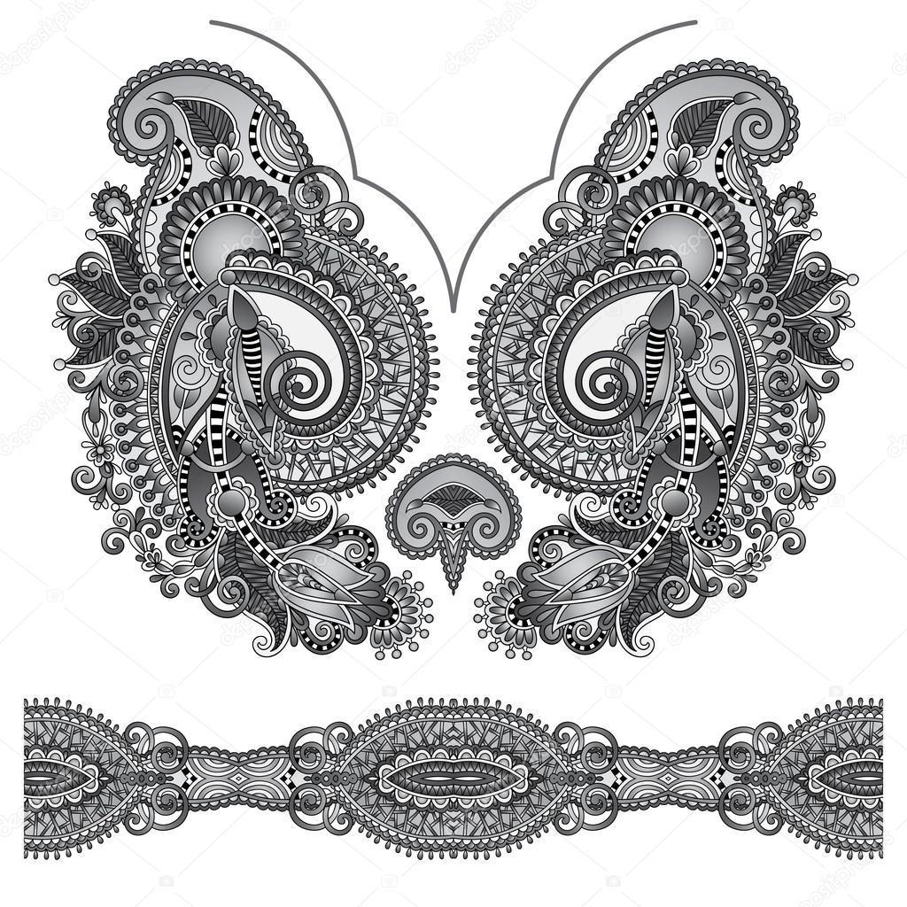 Neckline grey embroidery fashion, black and white collection — Stock Vector © karakotsya 55057773