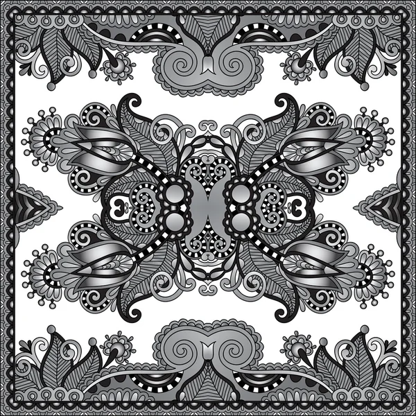 Cinza ornamental floral paisley bandanna — Vetor de Stock