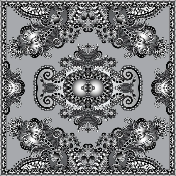 Grey ornamental floral paisley bandanna — Stock Vector