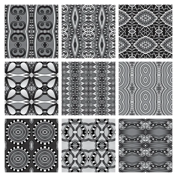 Ensemble de gris différents motif géométrique vintage sans couture — Image vectorielle