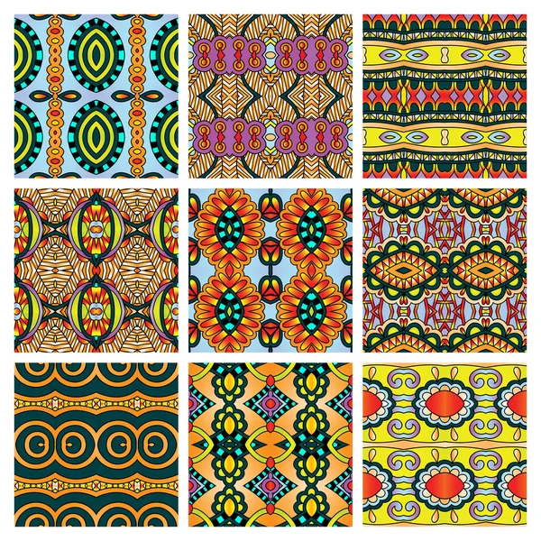 Conjunto de diferentes padrão geométrico vintage sem costura colorido —  Vetores de Stock