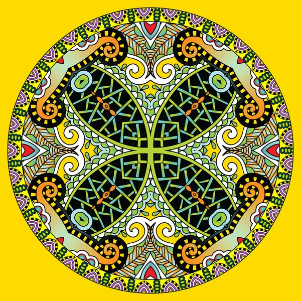 Decoratieve ontwerp van cirkel schotel sjabloon, ronde geometrische patte — Stockvector