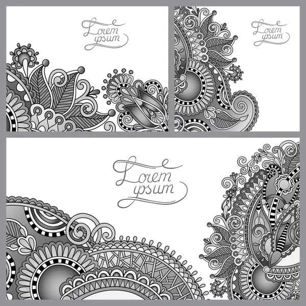 Set di sfondo decorativo floreale grigio, progettazione cornice modello — Vettoriale Stock