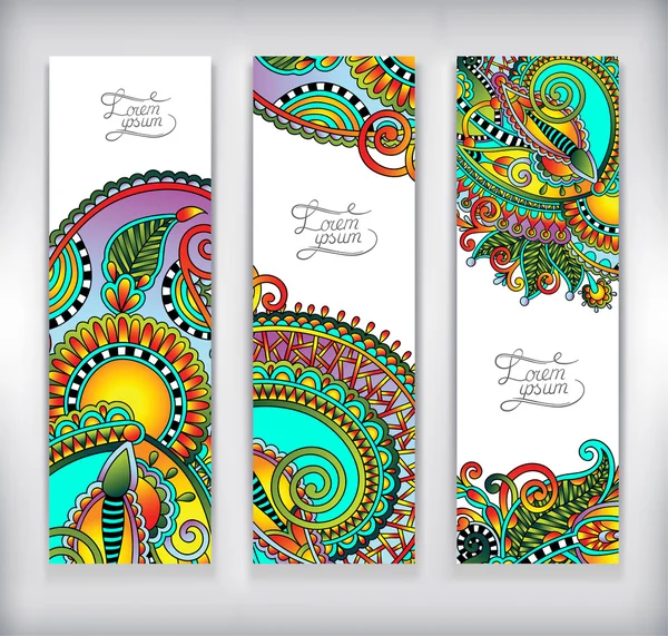 Set of decorative flower template banner, card — Stock Vector