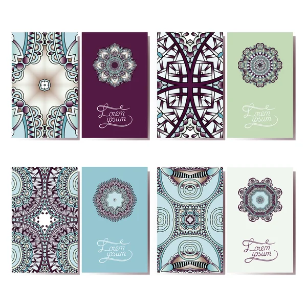 Colección de tarjetas florales ornamentales, patrón oriental — Vector de stock
