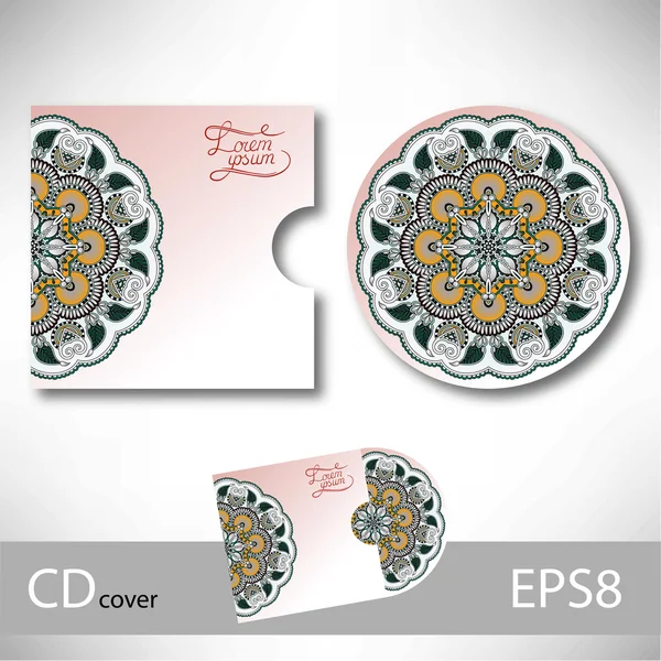 CD cover design template with Ukrainian ethnic style ornament — Stock Vector