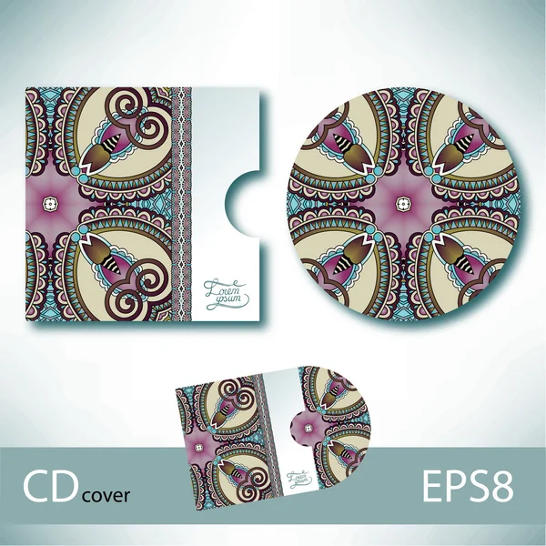 CD-Cover-Design-Vorlage mit ukrainischem Ethno-Stil — Stockvektor
