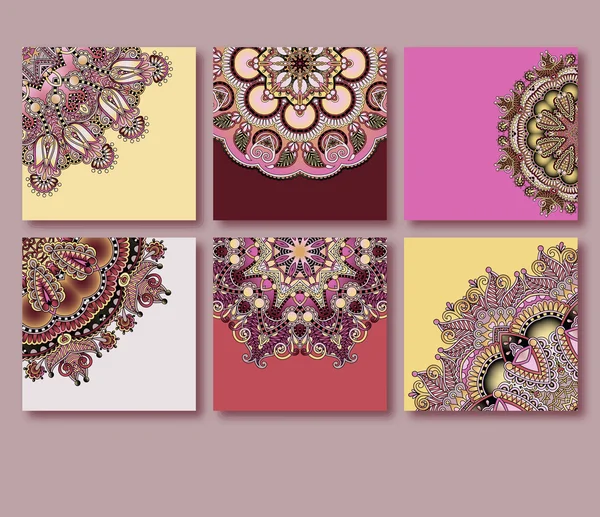 复古风格装饰的花卉贺卡的集合 — 图库矢量图片