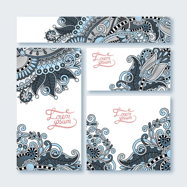 Colección de tarjetas de felicitación floral decorativa en estilo vintage — Vector de stock