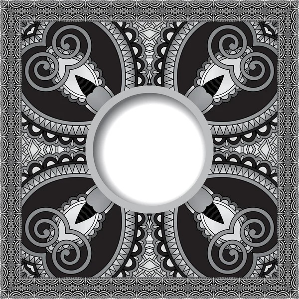 Motif rond floral gris dans le style ethnique oriental ukrainien — Image vectorielle