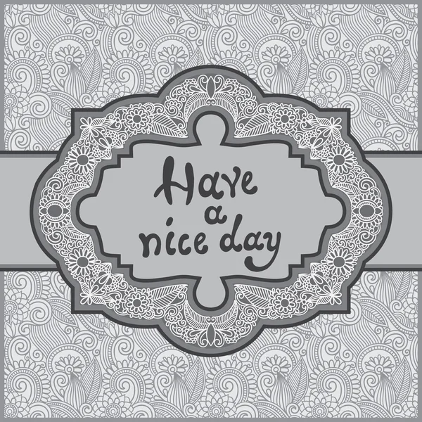 Grey oriental decorative template for greeting card — Stock Vector