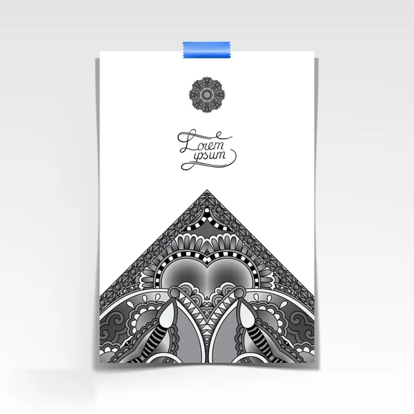 Hoja decorativa gris de papel con diseño floral oriental — Archivo Imágenes Vectoriales