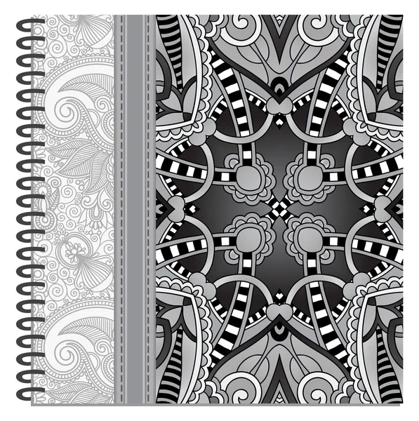 Grey design of spiral ornamental notebook cover — Stock Vector