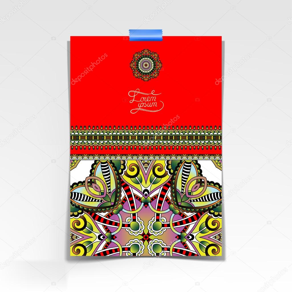 Decorative sheet of paper with oriental floral design — Stock Vector