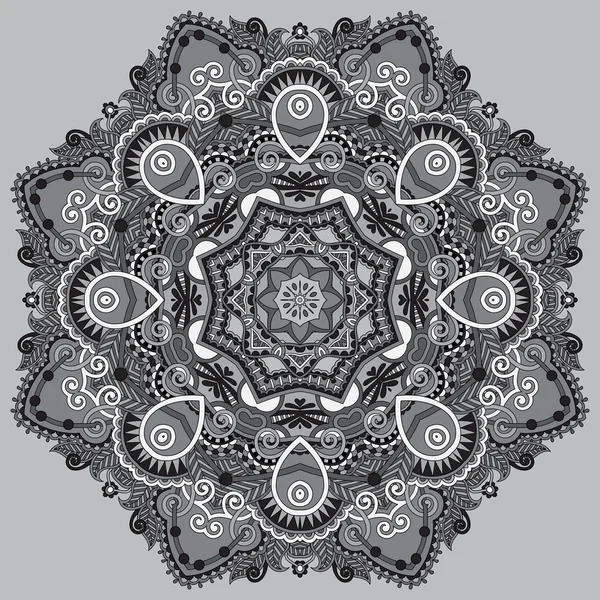 Patrón geométrico decorativo circular gris para yoga fashion desi — Vector de stock