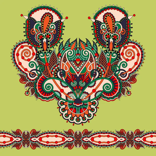 Dekolleté kunstvolle florale Paisley-Stickerei Mode-Design — Stockvektor