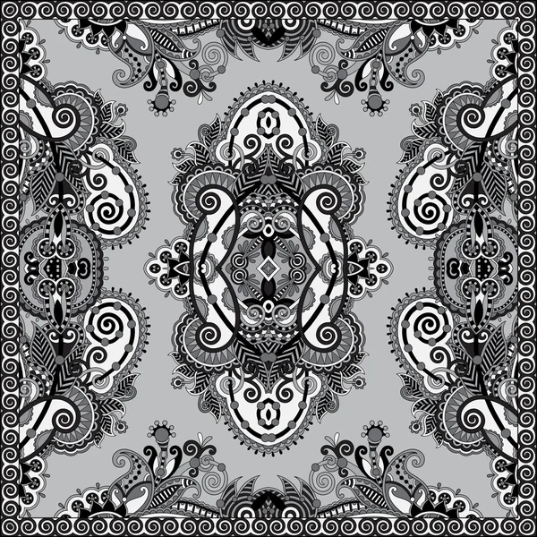 Grey ornamental floral paisley bandanna. — Stock Vector