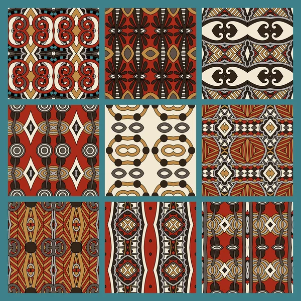 Aantal verschillende naadloze gekleurde vintage geometrische patroon — Stockvector