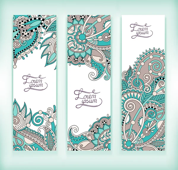 Conjunto de banner decorativo de la plantilla de flores, tarjeta, diseño web — Vector de stock