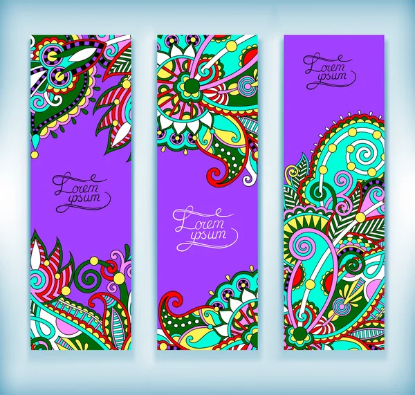 Uppsättning av dekorativ blomma mall banner, kort, webbdesign — Stock vektor