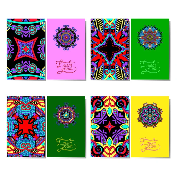 Colección de tarjetas florales ornamentales, patrón oriental — Vector de stock