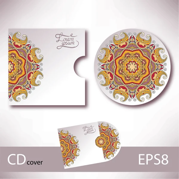CD obal šablony návrhu s ukrajinským etnickém stylu ornament fo — Stockový vektor