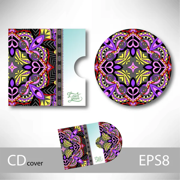 CD cover design template with ukrainian ethnic style ornament fo — Stock Vector