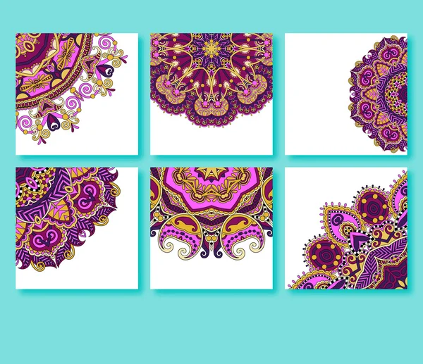Collection of decorative floral greeting cards in vintage style, — Stock Vector