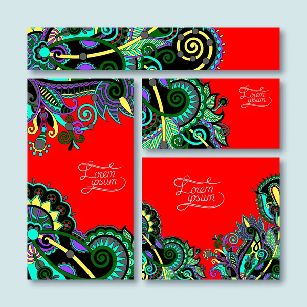 Colección de tarjetas de felicitación floral decorativa en estilo vintage , — Vector de stock