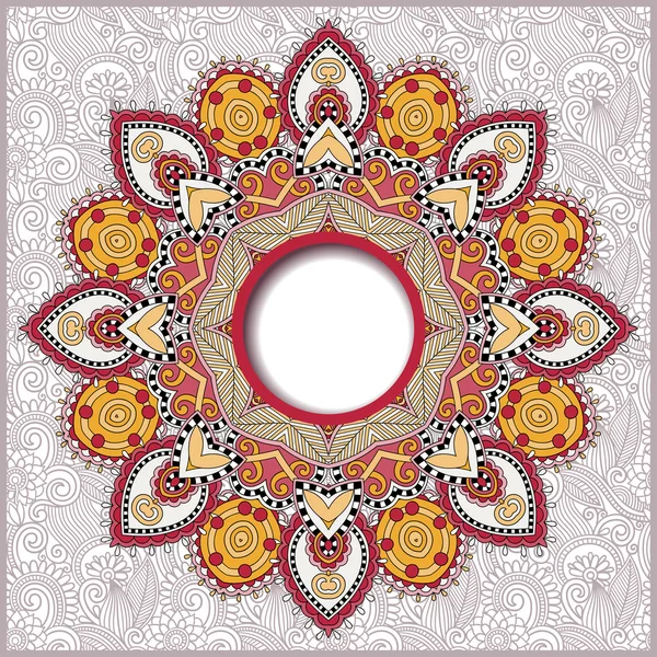 Marco ornamental redondo, círculo de fondo floral, patrón de mandala — Archivo Imágenes Vectoriales